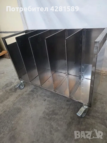 Немска количка за чували за брашно и продукти от неръждаема стомана в много добро състояние, снимка 6 - Други машини и части - 53654892