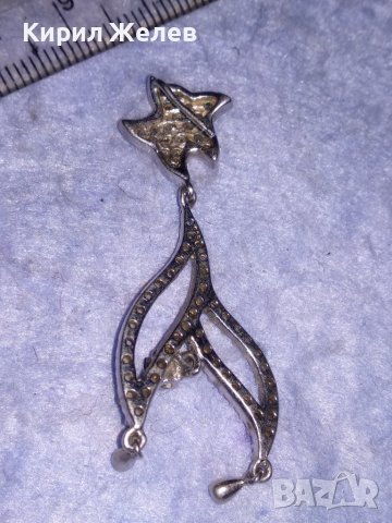 ПРЕКРАСНА СКЪПОЦЕННА СРЕБЪРНА ОБЕЦА РОДИРАНО СРЕБРО 925 ПОДХОДЯЩА и за АРТ ВИСУЛКА / МЕДАЛЬОН 19283, снимка 7 - Обеци - 40532488