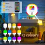Joyes 2 броя  E14 7W акумулаторни LED крушки, USB-C зареждане, 12-цветни RGB, димируеми,дистанционно, снимка 4
