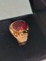 Златен пръстен 14к с гема(камея)изработена на натурален рубин., снимка 4