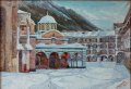 Картина "Зима в Рилския манастир", худ. А. Верещак, 1923 г., снимка 2