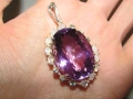 925 сребърно колие с натурален аметист 62 карата подходящо за подарък, снимка 4