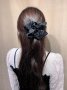 Мега Голямо Красиво Сатенено Скрънчи за Коса в Наситено Черен Цвят КОД 2992, снимка 5