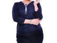 Тъмносиня дамска блуза с дантела марка Vittoria Giovani - EU 44, снимка 1 - Блузи с дълъг ръкав и пуловери - 23031808