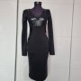 НОВА черна рокля с кожени детайли Maiocci , снимка 1 - Рокли - 34544138
