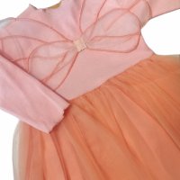 Красота в цвят праскова - рокля от рипс и тюл, снимка 2 - Бебешки рокли - 41832600