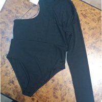 Черно боди с един ръкав Размер Л на Бершка, снимка 2 - Блузи с дълъг ръкав и пуловери - 40438241