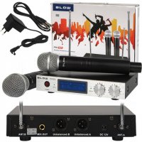 Професионална система BLOW PRM-903, 2 безжични микрофона, предавател, приемник, 50m, снимка 1 - Микрофони - 39691458