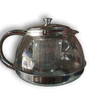 Стъклена кана за чай от неръждаема стомана с цедка за листа, снимка 2 - Други - 44933616