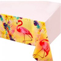 Фламинго жълти найлонова покривка за парти рожден ден, снимка 1 - Покривки за маси - 27242145