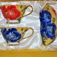 Чаши за кафе и чай с цветя - костен порцелан, снимка 3 - Подаръци за жени - 35121314