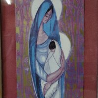 Стара картина "Богородица с младенеца" в рамка, снимка 5 - Картини - 41584020