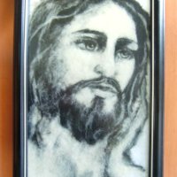 Исус Христос - впечатляваща картина от текстил, снимка 1 - Картини - 40798147