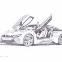 Рисунка на BMW i8., снимка 2 - Картини - 29440464
