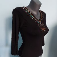 Маркова френска блуза с декорации / унисайз , снимка 3 - Блузи с дълъг ръкав и пуловери - 44445412