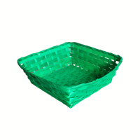 4556 Квадратен плетен панер в зелено, 26 см, снимка 4 - Аксесоари за кухня - 44528654