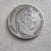 Монета. Сребро. Франция. 5 франка . 1845 година. Луи Филип  I ., снимка 7 - Нумизматика и бонистика - 40685303