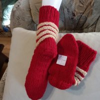 Ръчно плетени дамски чорапи от вълна, размер 37, снимка 2 - Дамски чорапи - 42253268