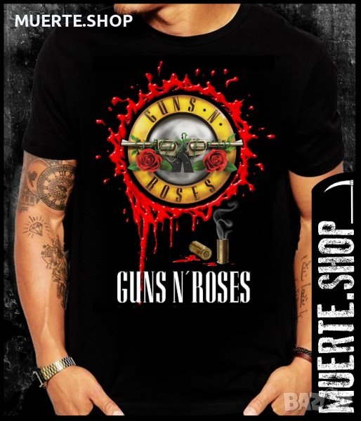 Черна тениска с щампа GUNS N ROSES BULLETS, снимка 1