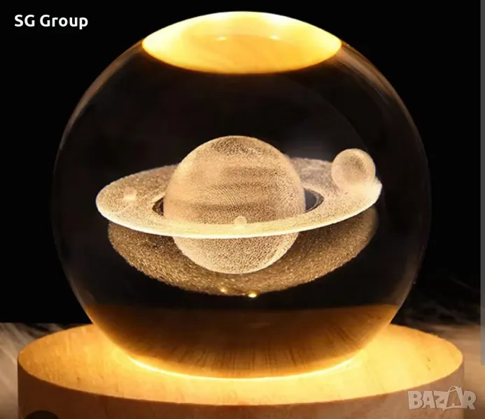3D нощна лампа космос-Сатурн и нейните луни, снимка 1