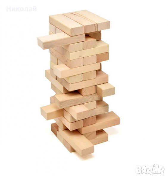 Дървена Дженга 54 части , дървена кула за баланс , игра за надпиване, снимка 1