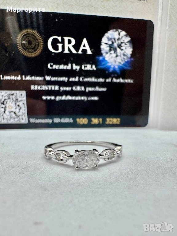 Сребърен пръстен с мойсанит (диамант) 0.5 карата, снимка 1