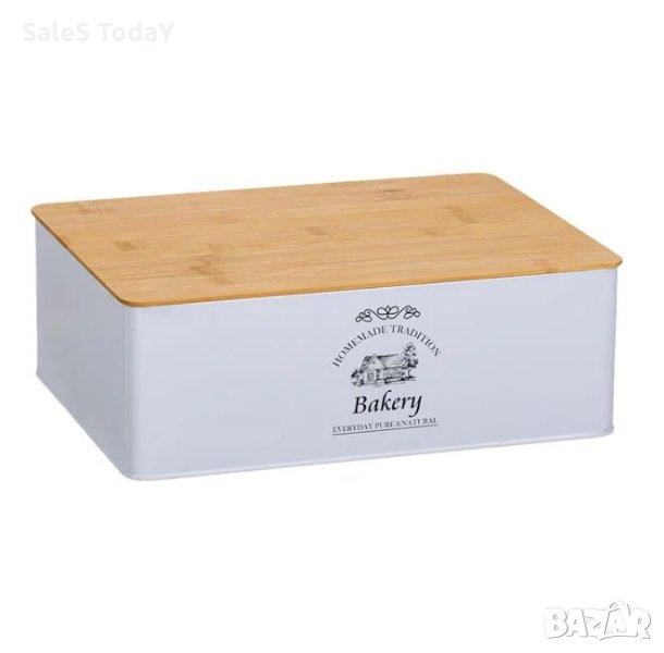 Метална кутия за бисквити, хляб, сухари, храна, 30х22х10,5 см, снимка 1
