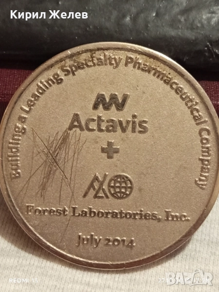 Плакет посветен на сливането на фармацевтичните компании Actavis Forest laboratory 31211, снимка 1