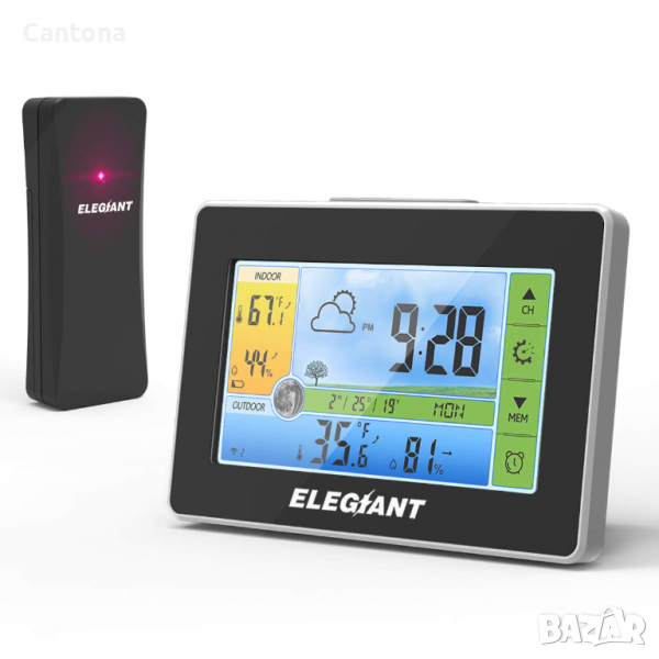 ELEGIANT безжична метеорологична станция с 5,5" LCD екран, вътрешна и външна температура, влажност, , снимка 1