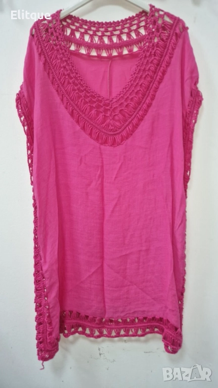 Лятна туника в свободна кройка, подходяща и за плажа, универсален размер. Дължина-85см;Ширина-60см., снимка 1