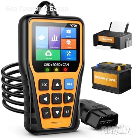 Нов OBD2 диагностичен скенер с тестер на батерия и облачни отчети кола, снимка 1