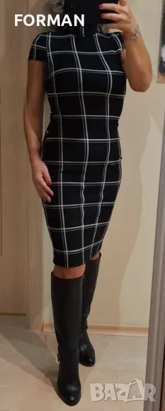 СТИЛНА и ЕЛЕГАНТНА черна рокля по тялото , снимка 1