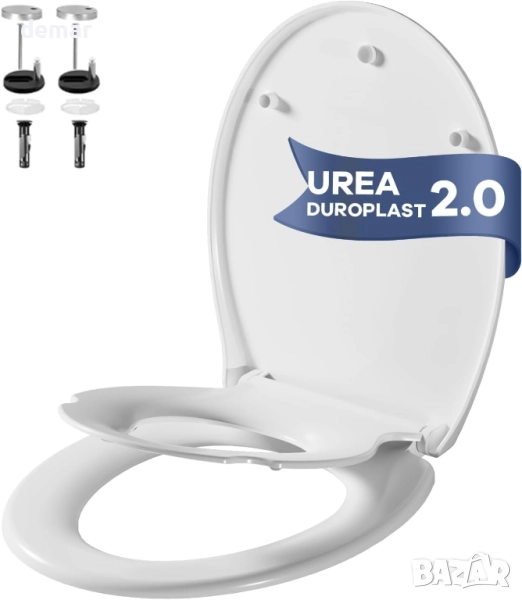 Здрава дуропластова семейна седалка за тоалетна чиния с овална форма, снимка 1