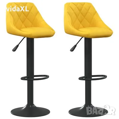 vidaXL Бар табуретки, 2 бр, горчица, кадифе（SKU:335356）, снимка 1