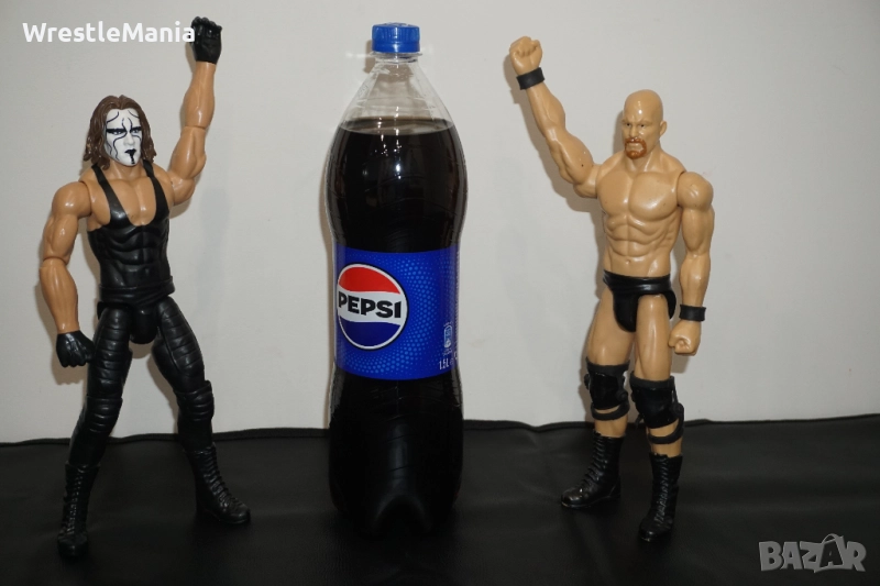 Две Големи Кеч Фигури Stone Cold Steeve Austin и Sting The Crow 30см, снимка 1