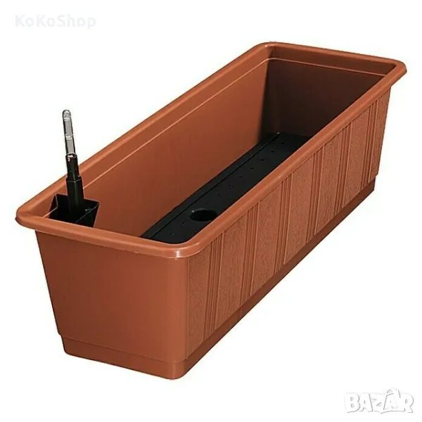Сандъче за цветя с поливна система-60х20х17 см./сандъче за цветя цвят теракота, снимка 1