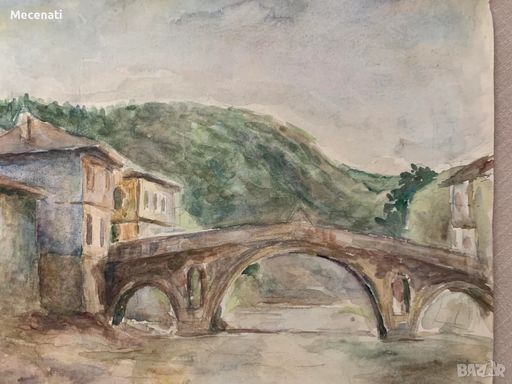 ПЕТЪР КУНЧЕВ акварел Трявна 1967 г, снимка 1