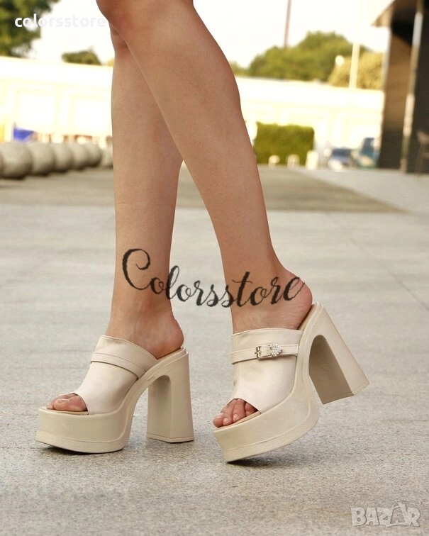 Чехли на ток - бежова кожа - LKR50 , снимка 1