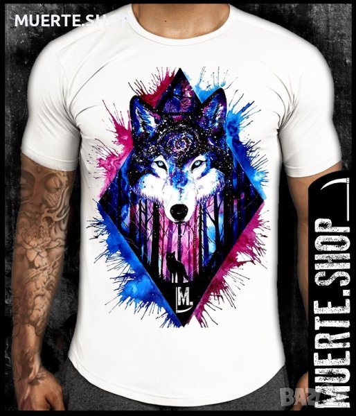 Тениска с щампа WOLF WATERCOLOR, снимка 1