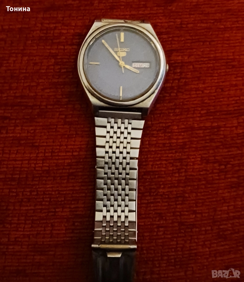 Механичен самонавиващ часовник "SEIKO" със стоманена верижка. , снимка 1