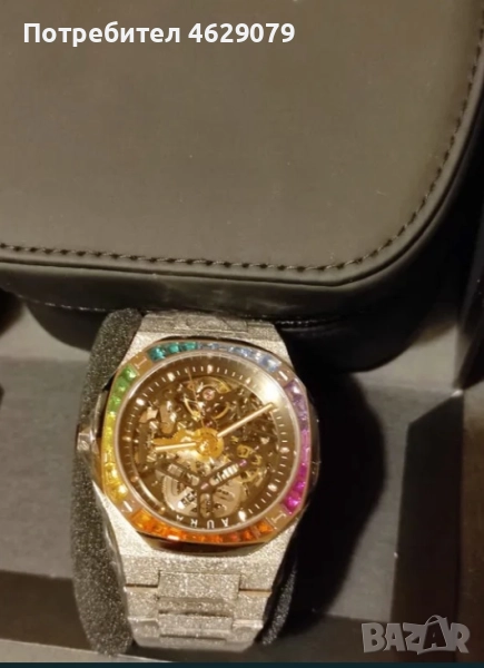 Механичен часовник - Aura Watch Skeleton 002 : Frosted Steel, снимка 1