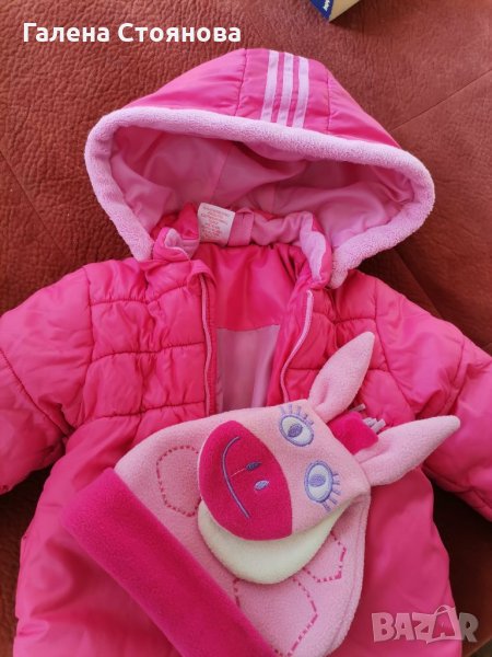 Детско яке, шапка и розови ботички, снимка 1