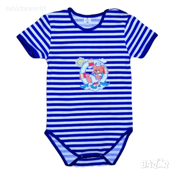 Ново детско моряшко боди с къс ръкав и Меченце, снимка 1