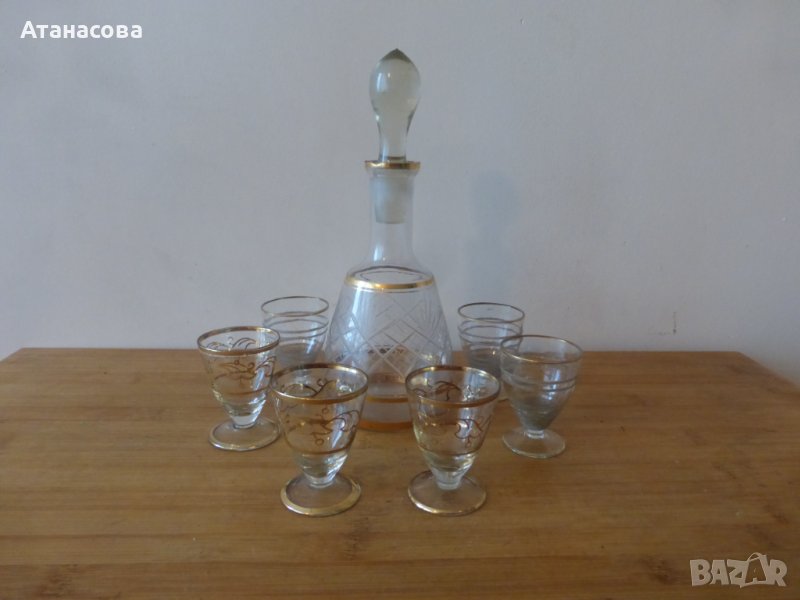 Стъклен сервиз за ракия 1940 г, снимка 1