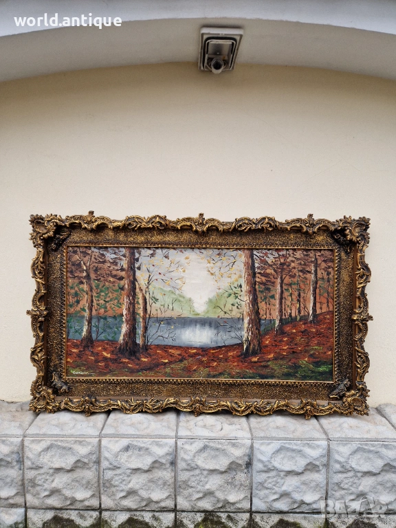 Превъзходна голяма антикварна авторска майсторска картина масло върху платно , снимка 1