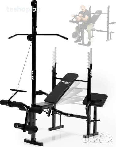 Фитнес станция Physionics, тежести, тренировъчна пейка, многофункционална електроцентрала