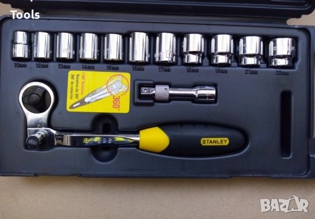 stanley 3/8 тресчотка с подвижна глава и комплект камъни 11 броя, снимка 2 - Гедорета - 52884297