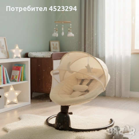 Интелигентен бебешки шезлонг с Bluetooth, дистанционно управление и автоматично люлеене