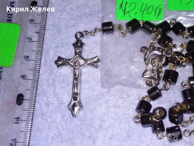 РИМОКАТОЛИЧЕСКА ОГЪРЛИЦА МОЛИТВЕНА БРОЕНИЦА ХЕМАТИТ със СРЕБРИСТИ РАЗПЯТИЕ и ДВУСТРАННА ИКОНКА 28063, снимка 7 - Колиета, медальони, синджири - 41389369