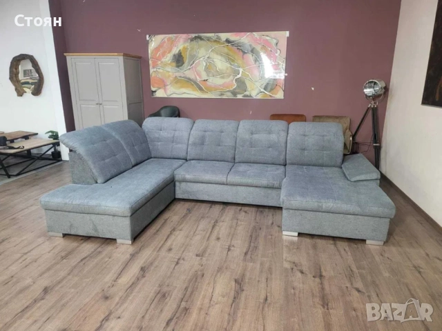 ПРОМОЦИЯ!!! Светло сив П - образен ъглов диван Nixon с функция сън